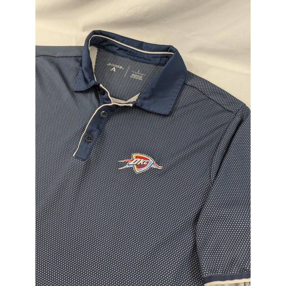 NBA OKC Thunder Men's Large  Antigua Blue Short Sleeve Polo Shirt Nice Condition